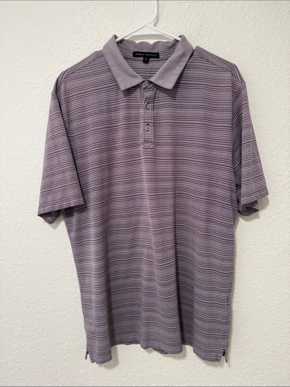 ROBERT BARAKETT Lavender Striped Polo Size XL